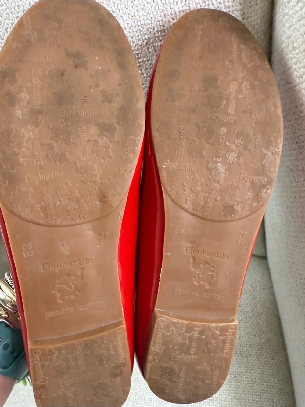 Elephantito Red Heart-Trim Patent Leather Ballet Flats Big girl size 5